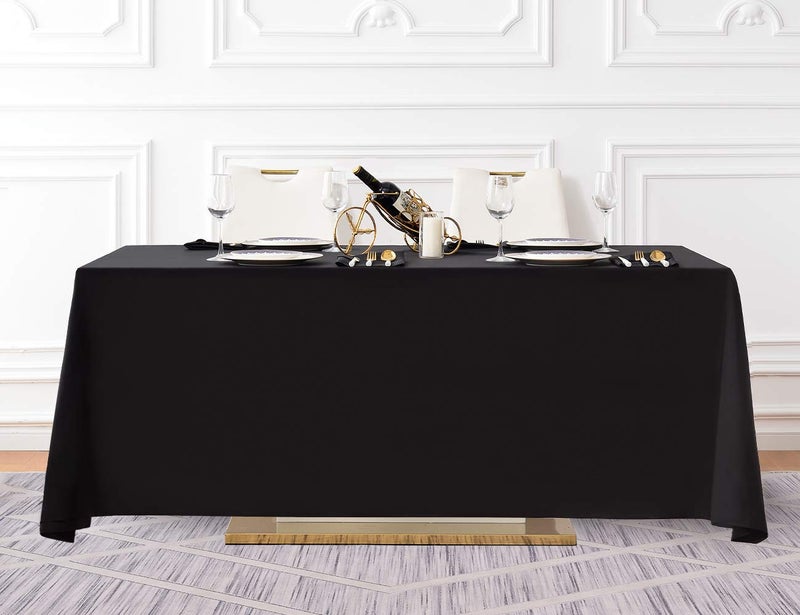Surmente 2 Pack Black Tablecloth 90 x 132-inch Rectangular Polyester Table Cloth for Weddings, Banquets, or Restaurants - Image 5